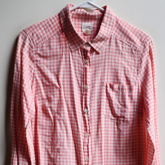 J.Crew Lightweight Peach/Cream Plaid Button Down Shirt Size Medium - Picture 6 of 16